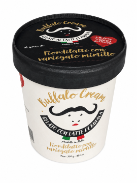 Gelato Fiordilatte di Bufala Variegato al Mirtillo Alta Qualità coppetta da 330 gr.