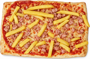 6 Tranci di Pizza in Pala Patatine e Salsiccia con Farcitura Extra, 550 gr. cad. 